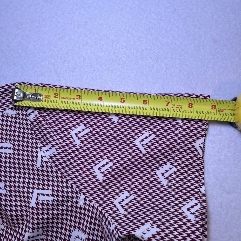 Perry Ellis SLIM FIT short sleeve button down shirt cotton maroon white mens L - Picture 11 of 12